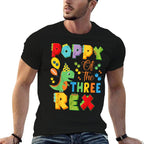Poppy Of The Three Rex 3Rd Birthday Boy Dinosaur T-Rex  Heathered Texture T-Shirt