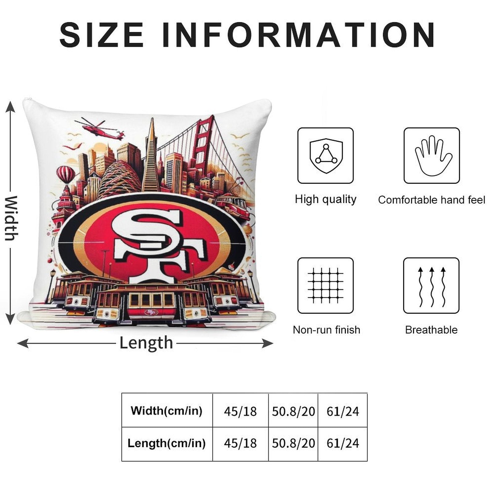 San Francisco Football Soft High-Density Material Throw Pillow