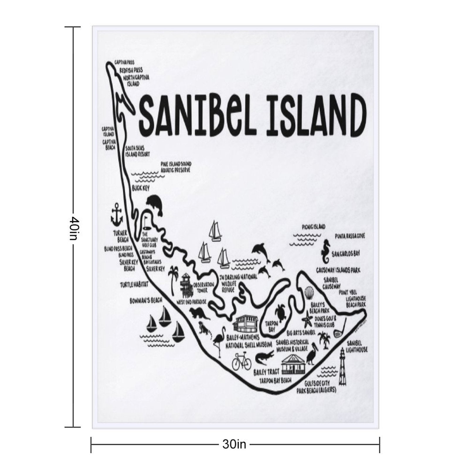 Sanibel Island Map Quick-dry Throw Blanket