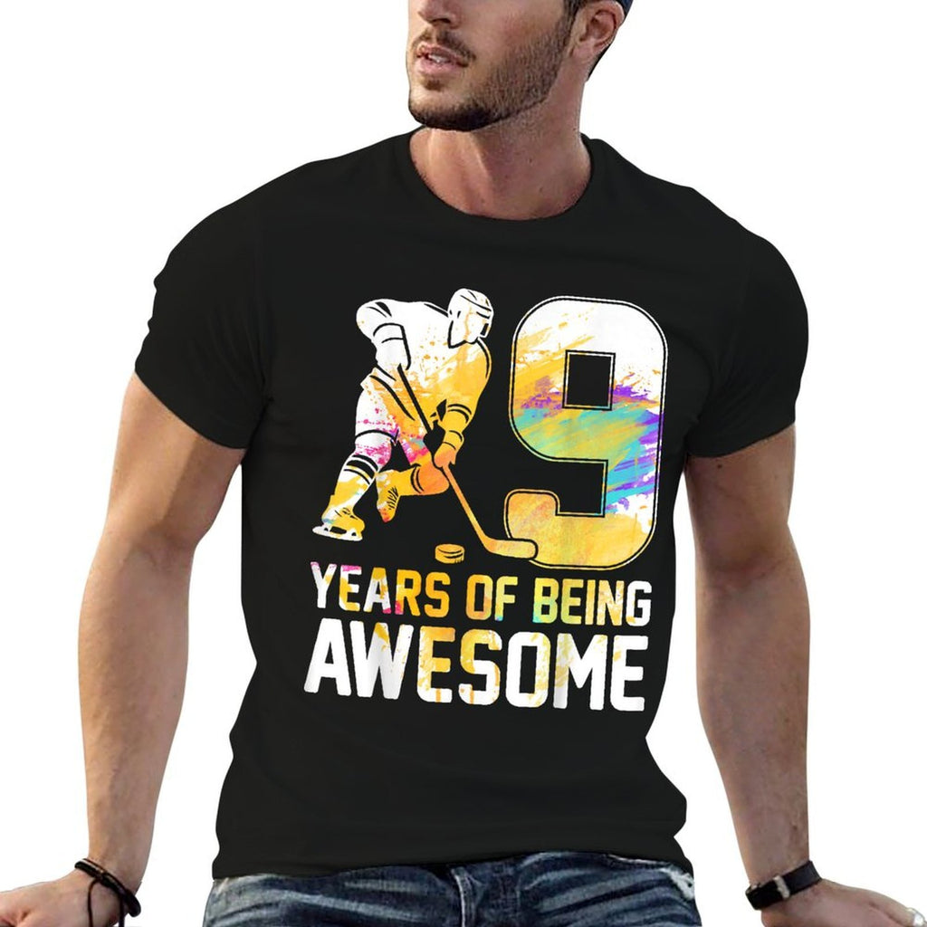 9 Years Of Being Awesome Ice Hockey 9th Birthday Party  Eco-friendly Material T-Shirt