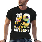9 Years Of Being Awesome Ice Hockey 9th Birthday Party  Eco-friendly Material T-Shirt