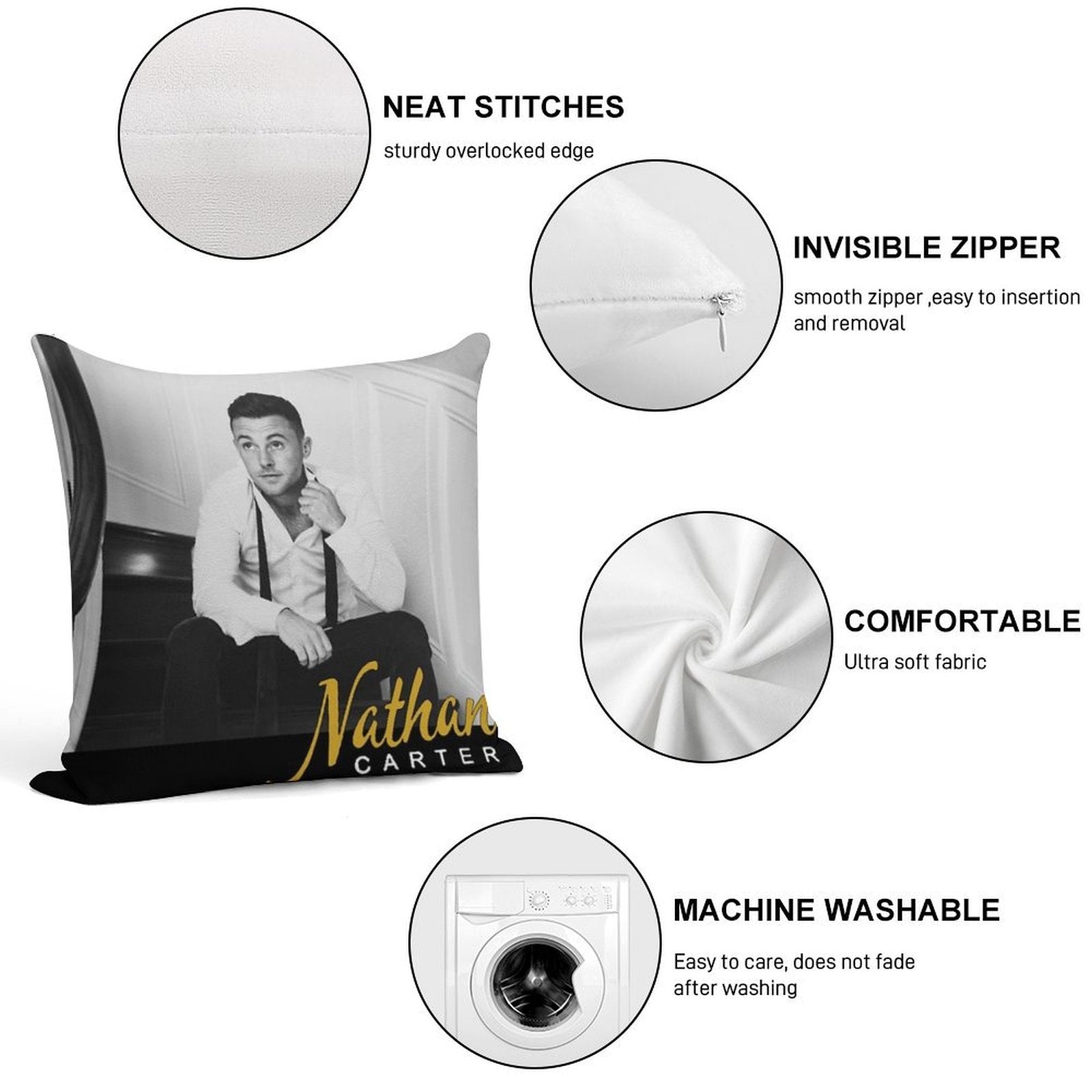 Handsome Nathan Carter Soft Luxury Feel Throw Pillow
