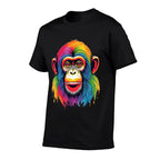 Awesome Monkey With Glasses Face Animal Lover Cool Rainbow  Summer-ready Fabric T-Shirt