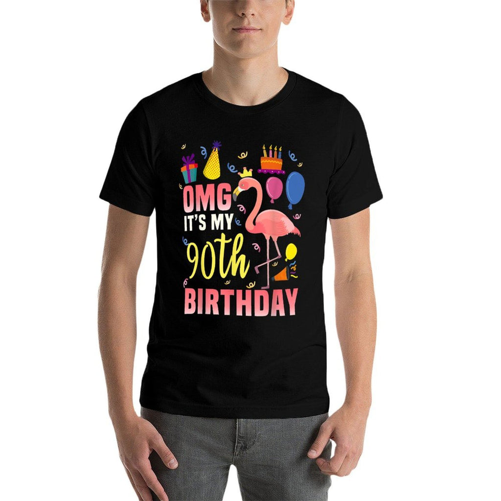 90 Year Old Women Men Gift Flamingo It's My 90th Birthday  Tagless Design T-Shirt