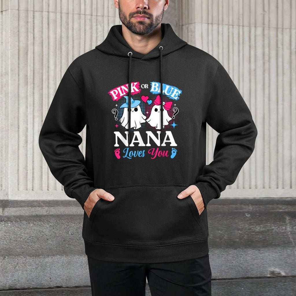 Pink Or Blue Nana Loves You Gender Reveal Halloween Cotton-Polyester Blend Hoodie