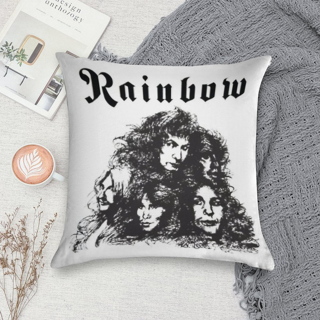 Rainbow Black Skets Soft Reinforced Edging Throw Pillow