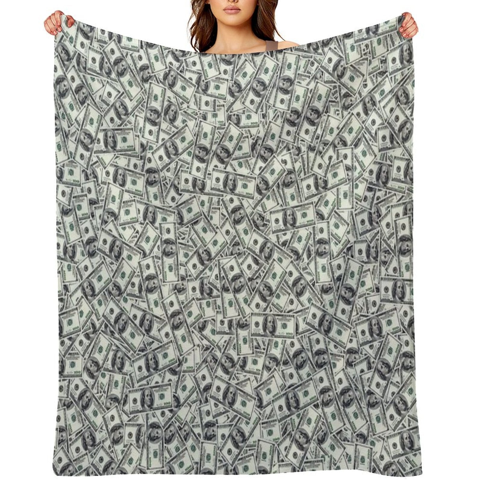 Giant Money Background 100 Dollar Bills Quick-dry Throw Blanket