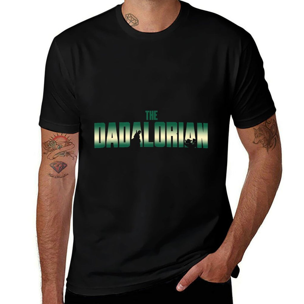 Star Wars The Mandalorian Fathers Day The Dadalorian Retro  Ribbed Collar T-Shirt