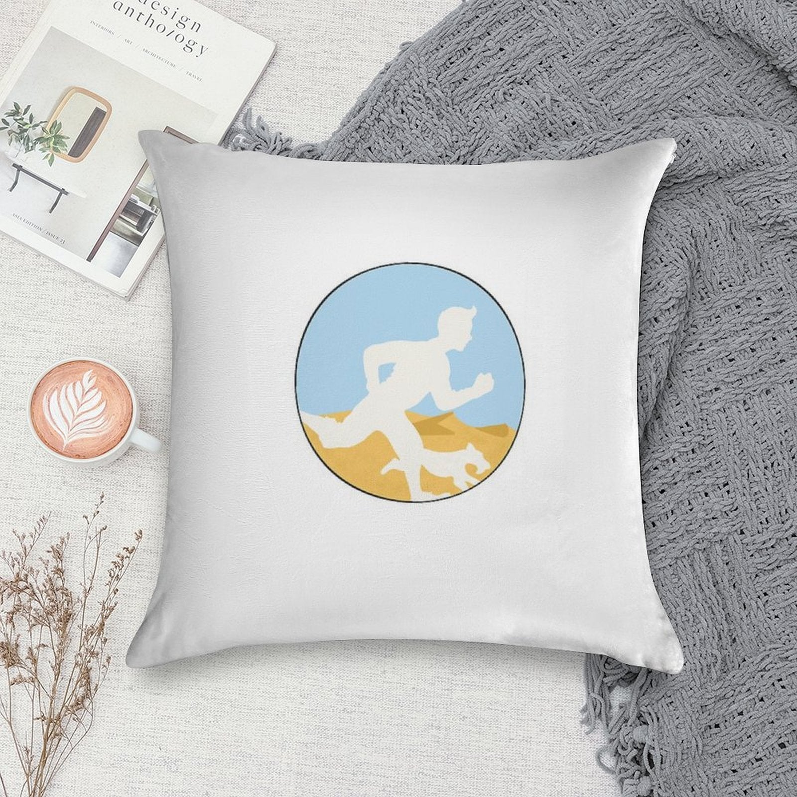 Adventurer Boy And Dog Soft Home Decor Throw Pillow