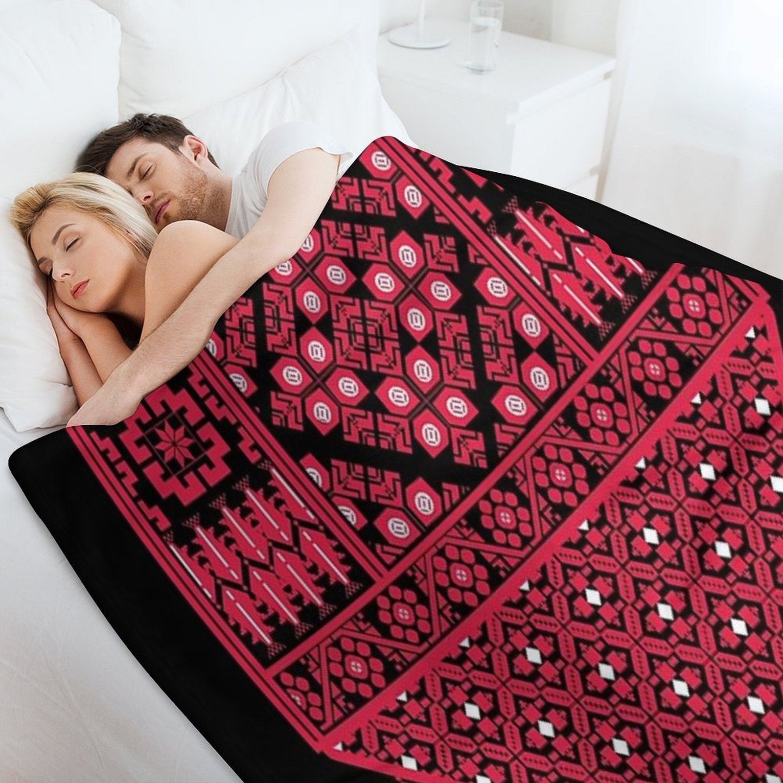 Palestinian Tatreez Cross Stitch Embroidery Art Design Arabic #7 Wrinkle-free Throw Blanket