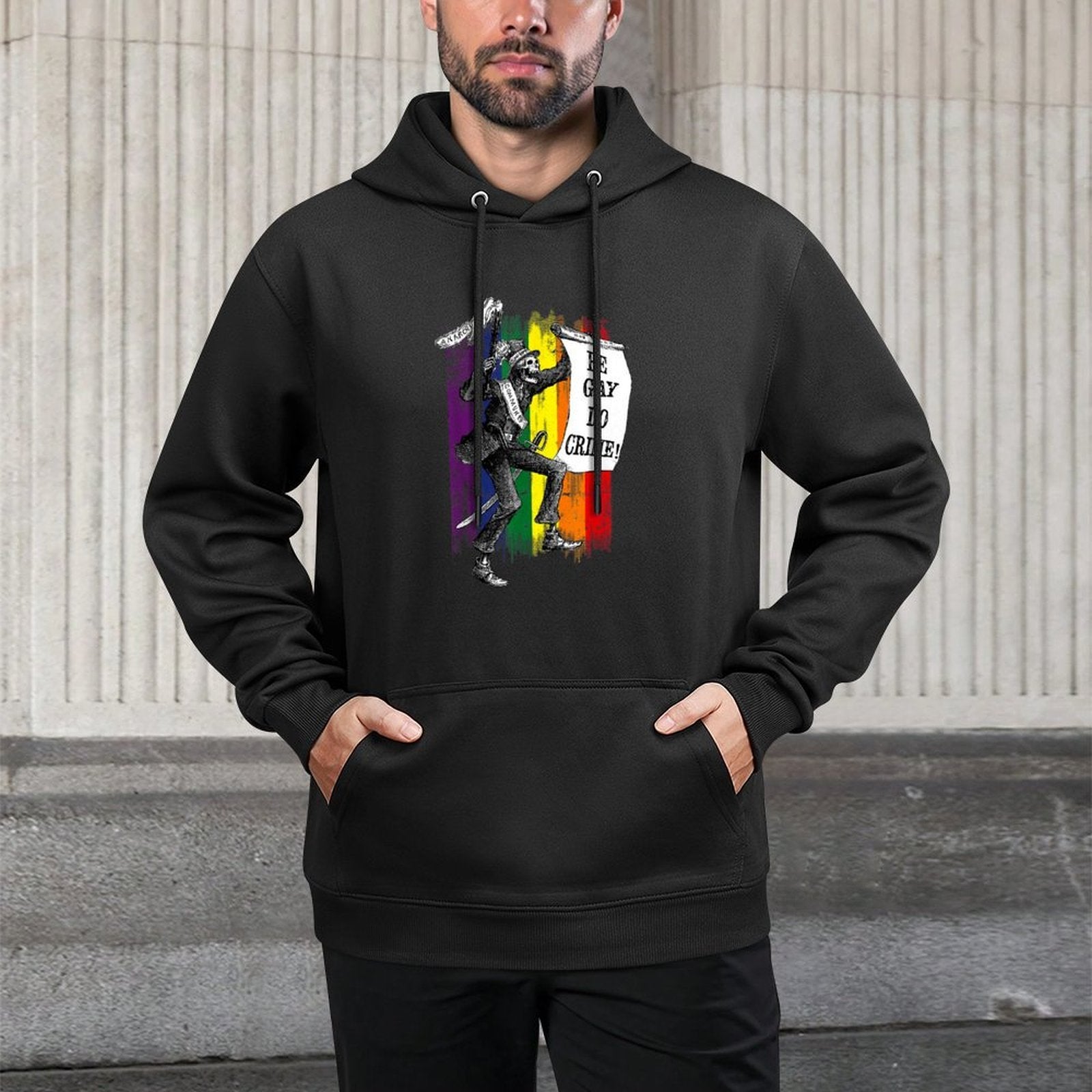Be Gay, Do Crime!  Rainbow LGBTQ Meme Relaxed Fit Hoodie