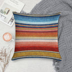 Serape Stripe - Orange And Blue Soft Home Decor Throw Pillow