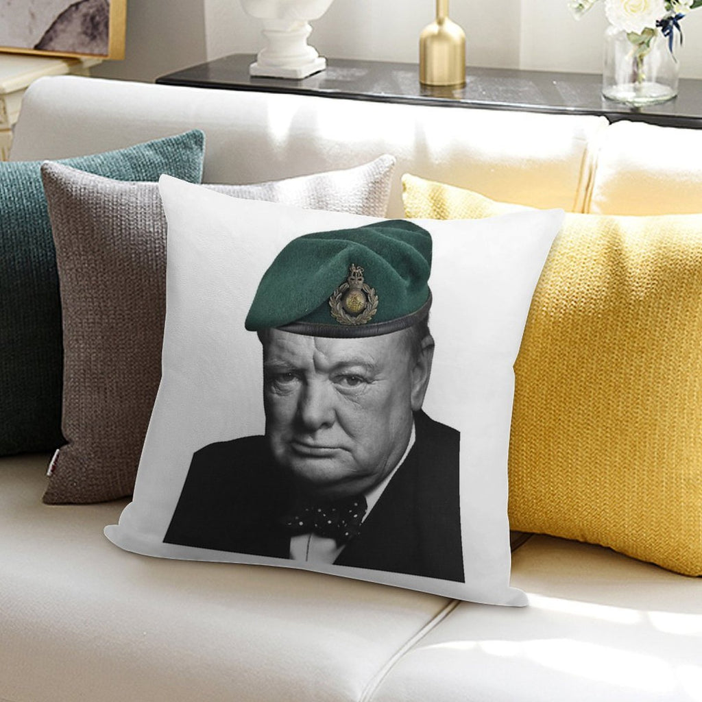 Winston Churchill WithGreen Lid Soft Washable Throw Pillow