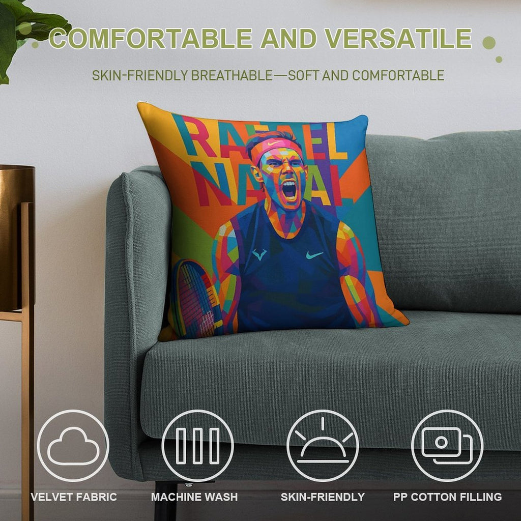 Pop Art Rafael Nadal Soft Fade-Resistant Throw Pillow
