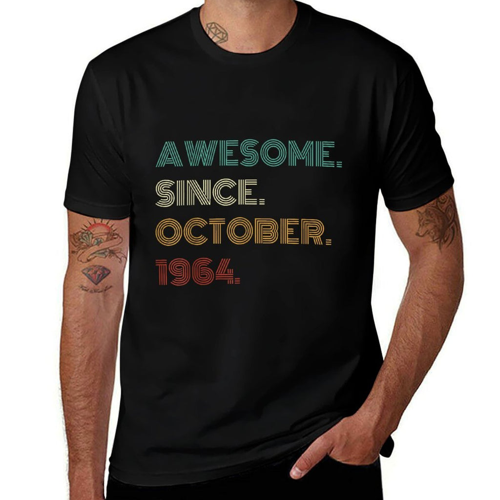 60 Years Old Awesome Since October 1964 60th Birthday  Oversized Silhouette T-Shirt