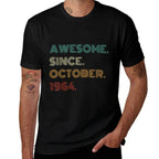 60 Years Old Awesome Since October 1964 60th Birthday  Oversized Silhouette T-Shirt