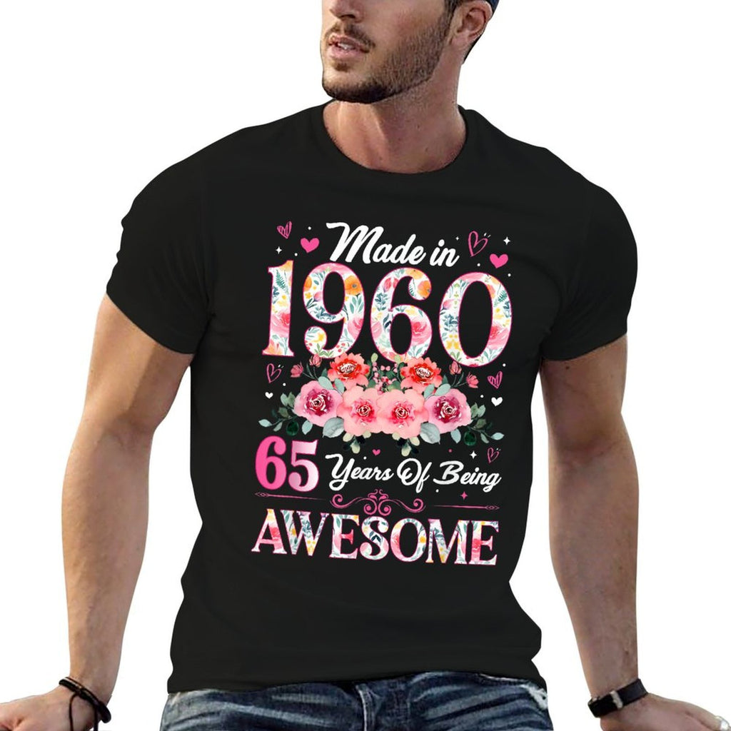 65 Year Old Made In 1960 Floral 65th Birthday Women  Odor-resistant T-Shirt