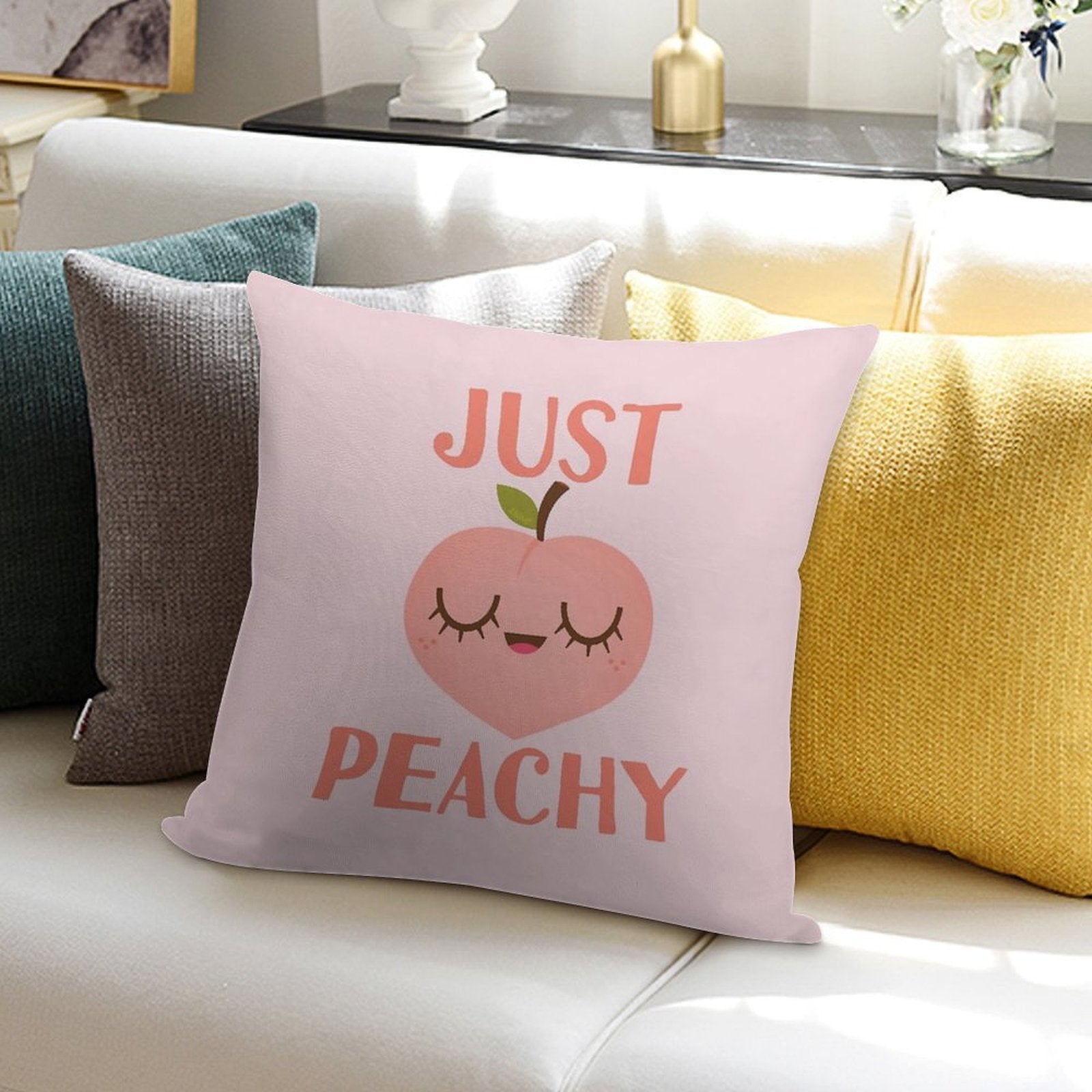 Just Peachy Soft Fade-Resistant Throw Pillow