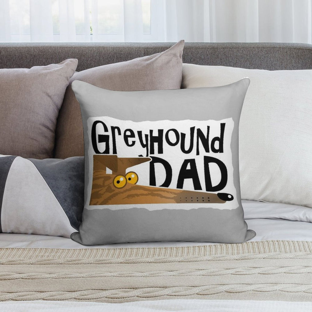 Greyhound Dad (brindle) Soft Short Plush Fabric Throw Pillow