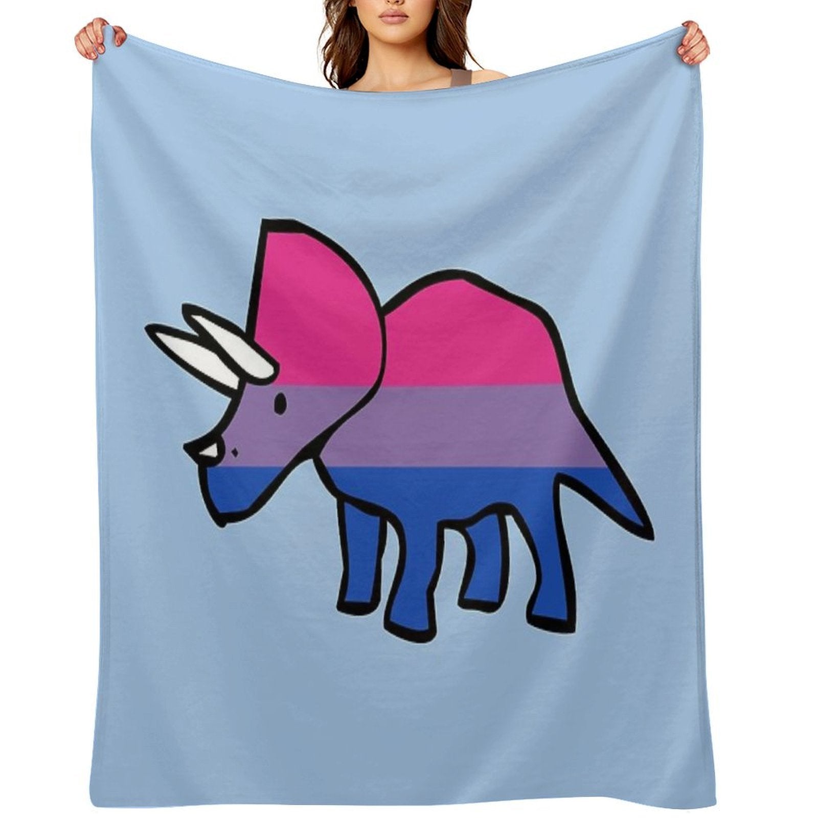 Biceratops (Bisexual Triceratops) Plush Throw Blanket