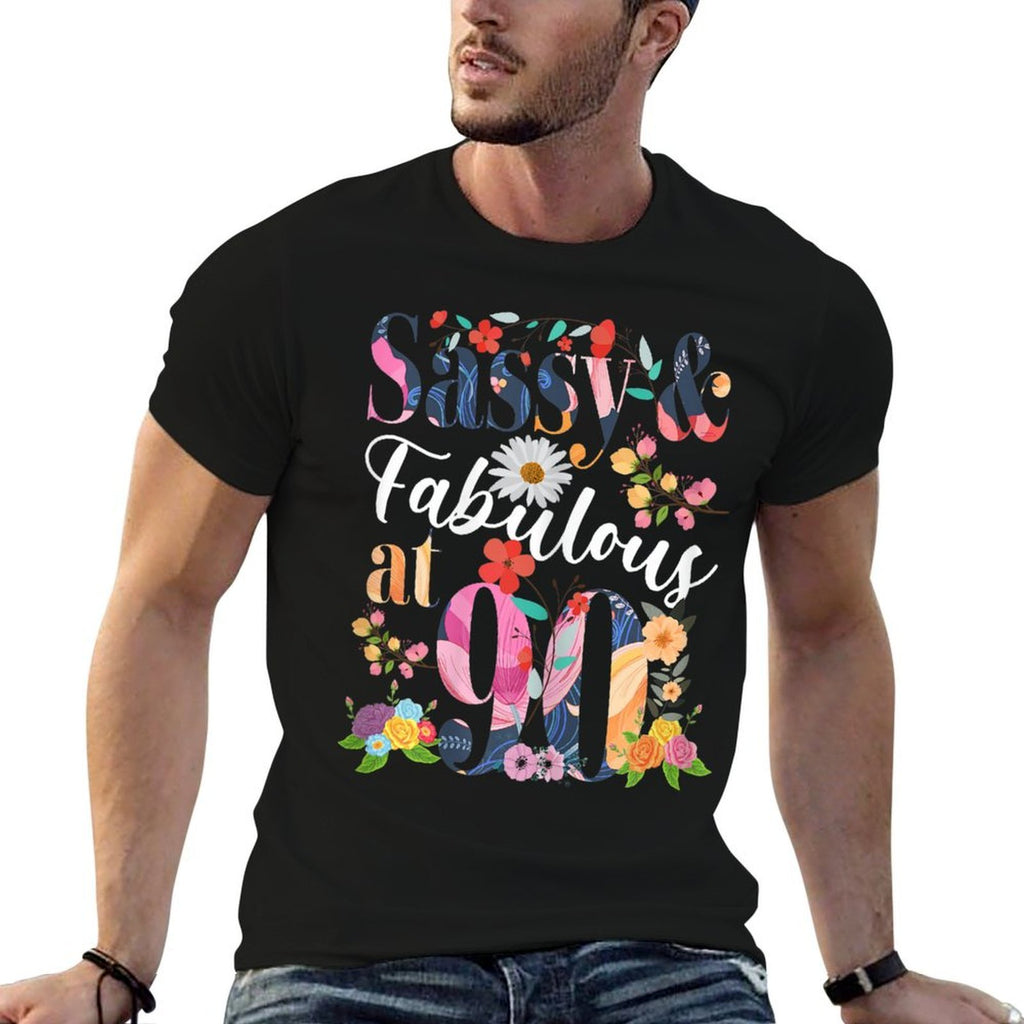 Womens 90 Year Old Sassy & Fabulous Floral 1932 90th Birthday  Versatile T-Shirt