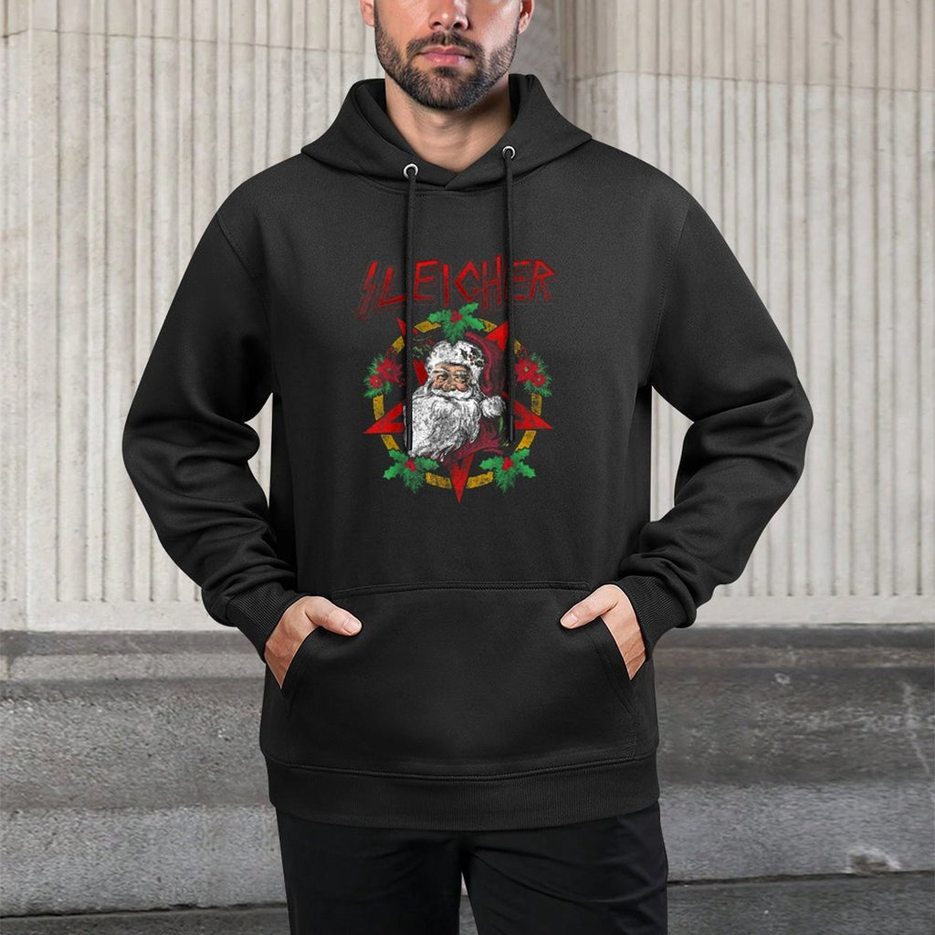 Sleigher - Heavy Metal Santa Claus - Christmas Xmas Gift Cotton-Polyester Blend Hoodie
