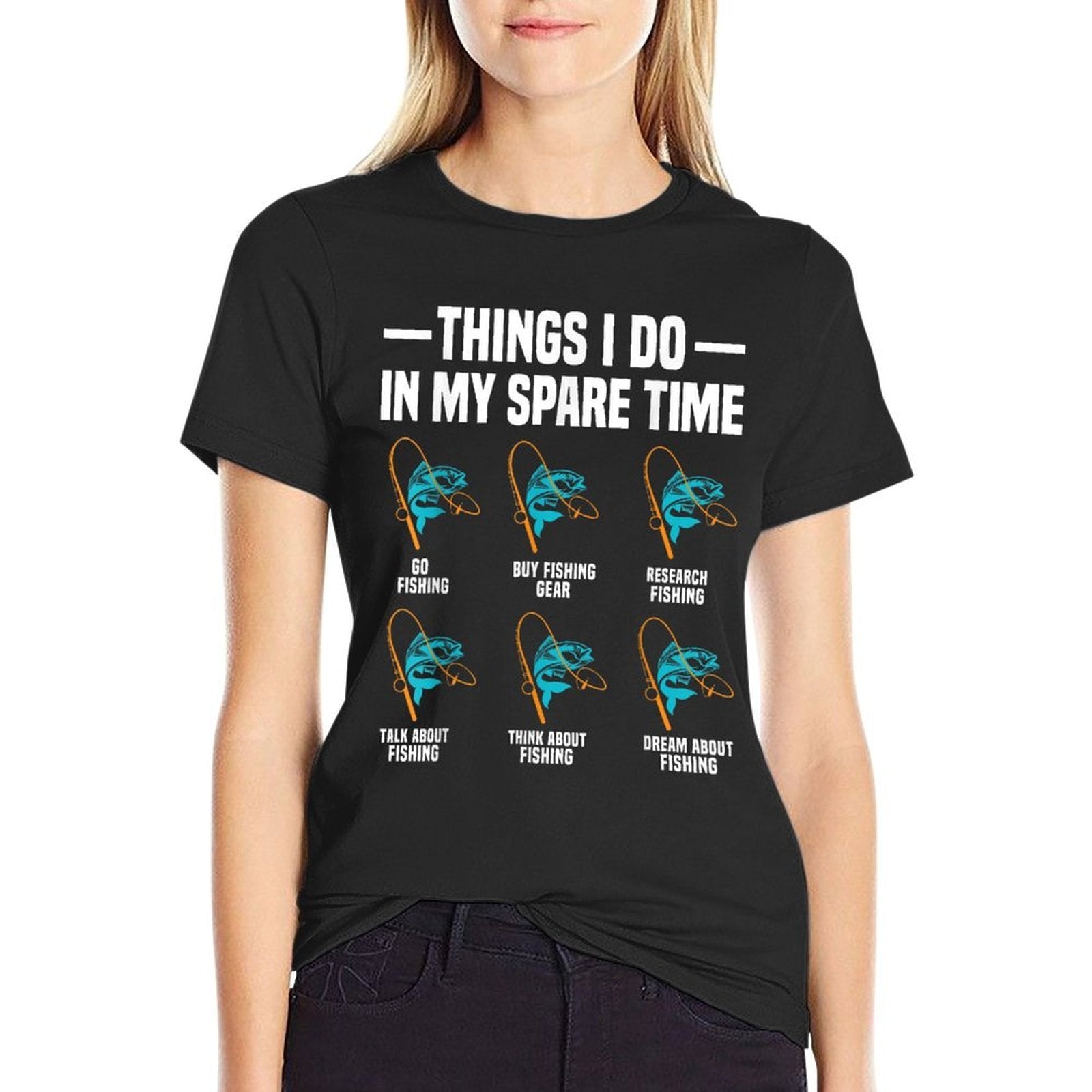 Fishing Things I Do In My Spare Time Funny Fishing Fisherman  Heathered Texture T-Shirt