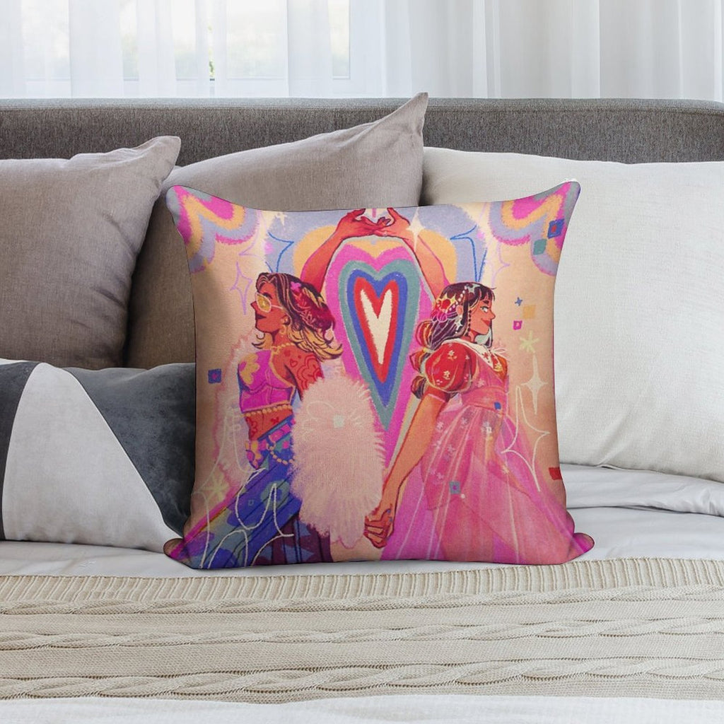 Valentine Rainbow Soft Short Plush Fabric Throw Pillow