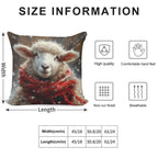 Sheep in The Snow with A Red Scarf Soft Anti-Pilling Throw Pillow