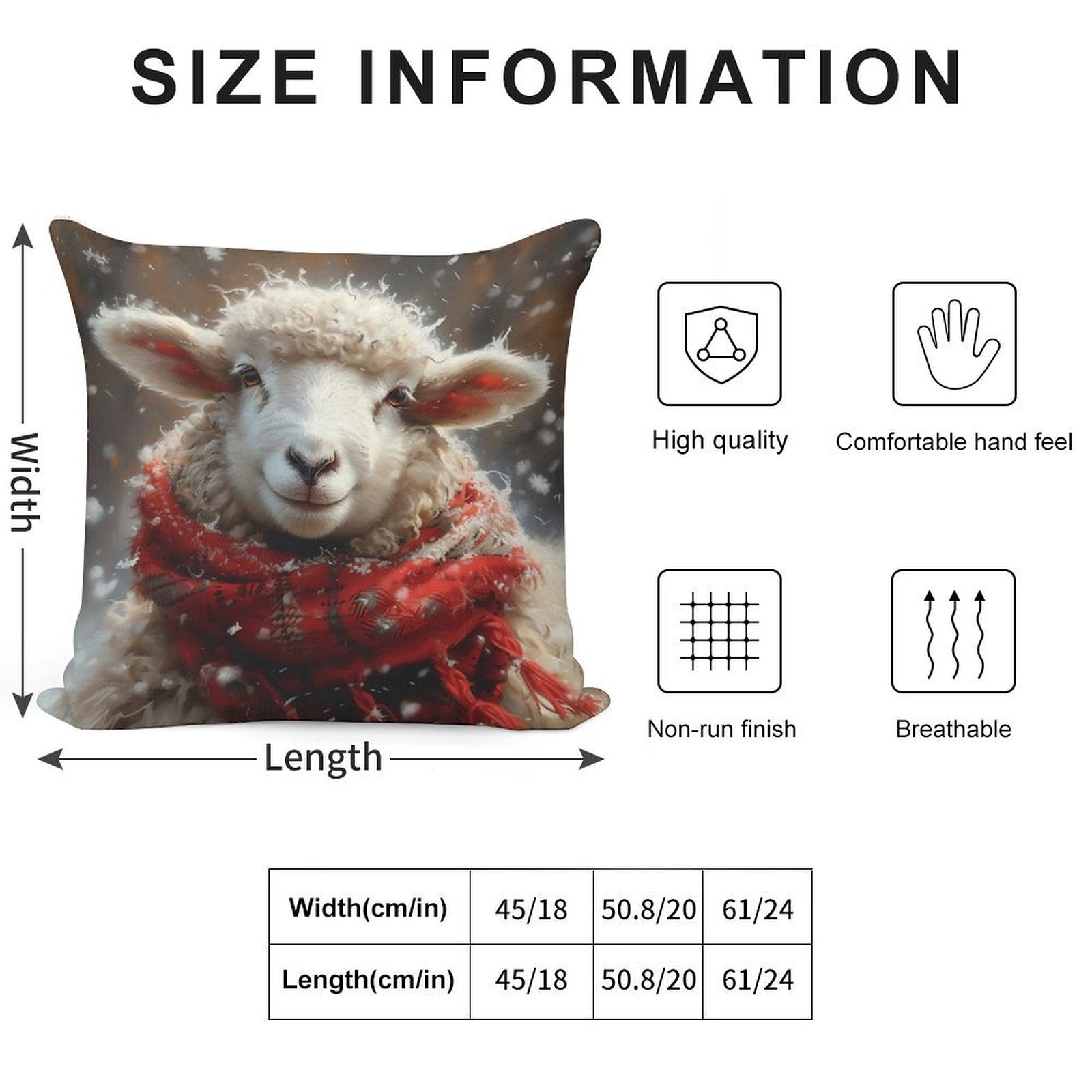 Sheep in The Snow with A Red Scarf Soft Anti-Pilling Throw Pillow