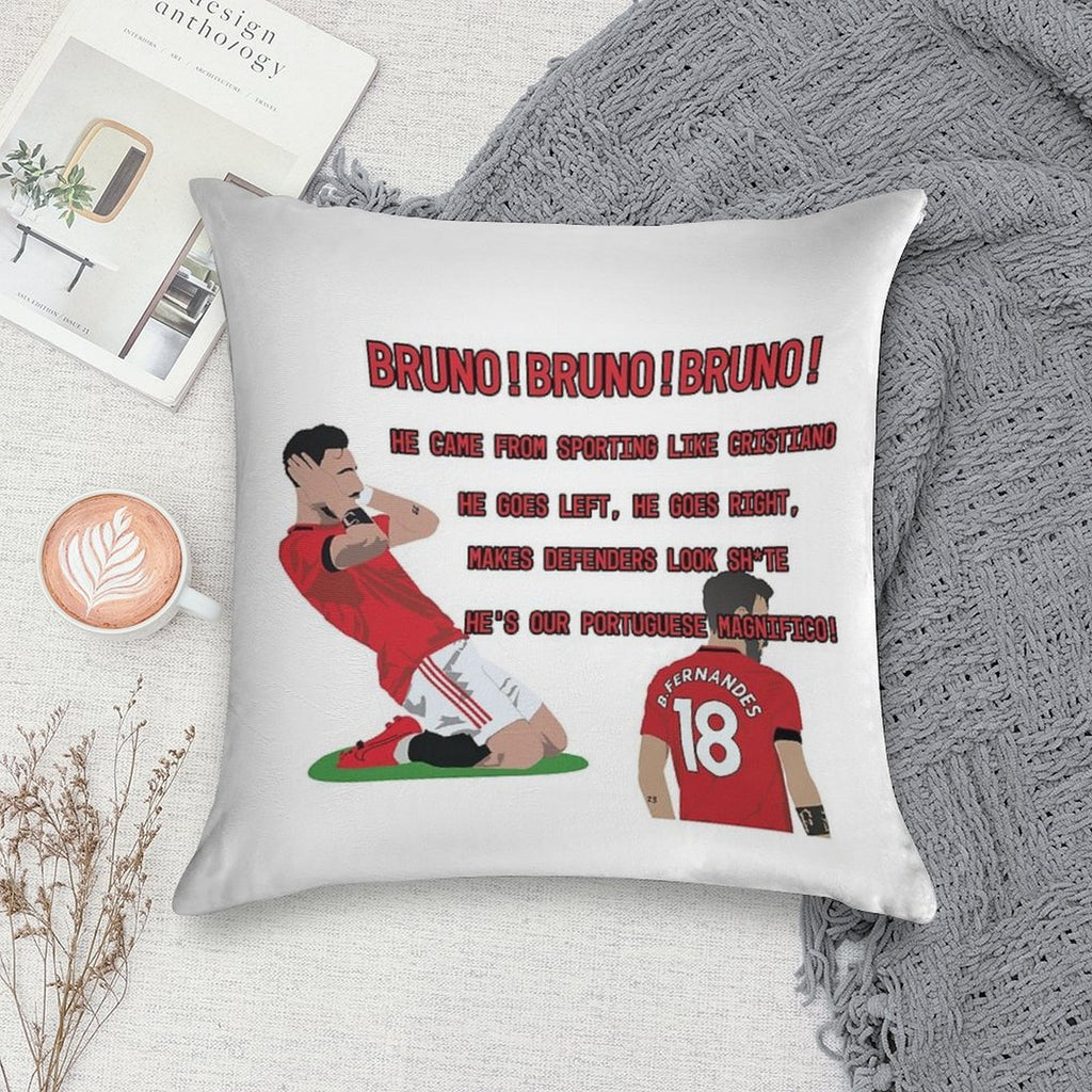 Bruno Fernandes Song Chant MUFC Soft Gift Ready Throw Pillow
