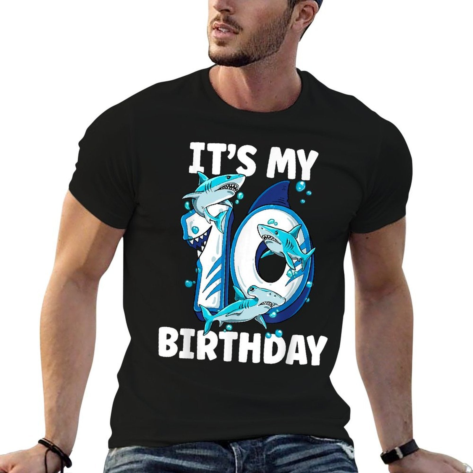 Shark 10th Birthday  Polyester Blend T-Shirt