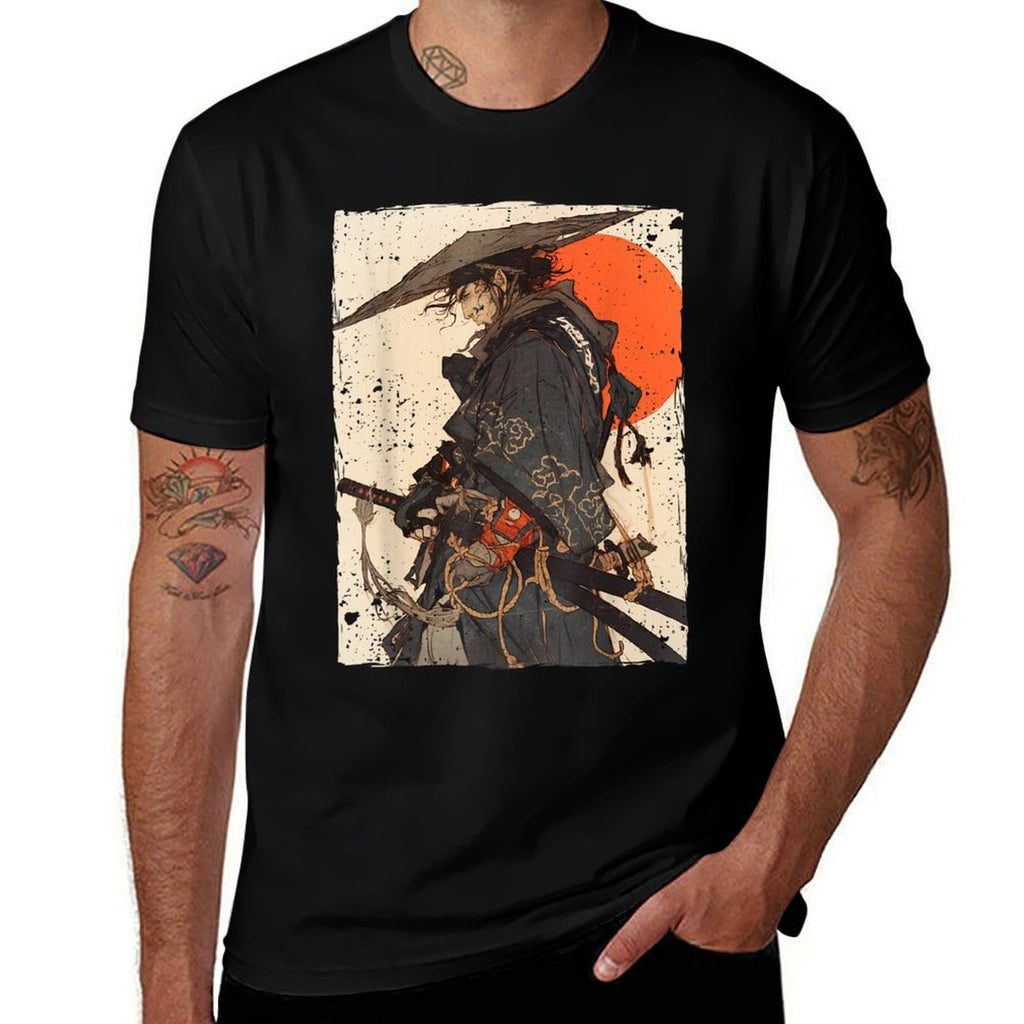 Japan Samurai Warrior Fighter Ukiyo Ink Artwork Samurai  Odor-resistant T-Shirt
