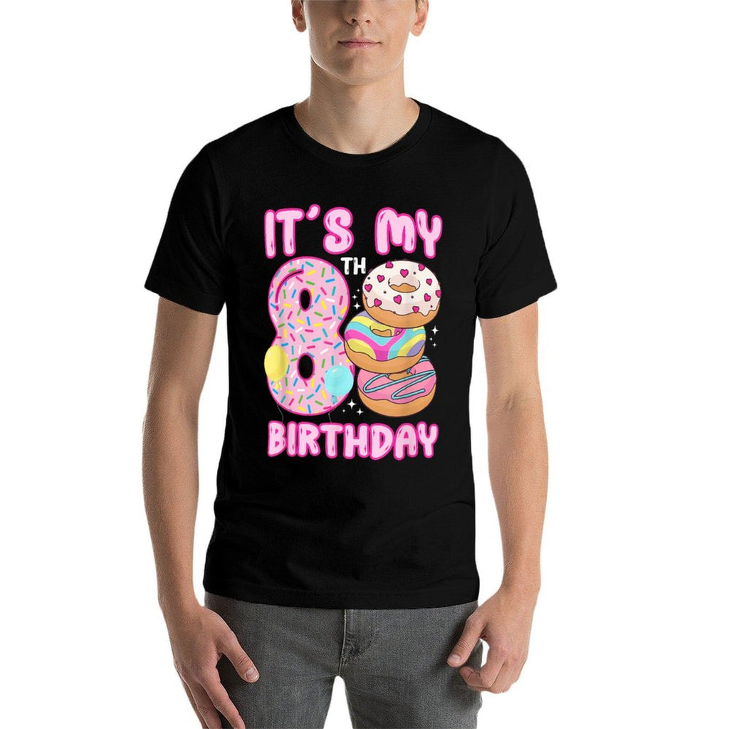 8th Donut Themed Birthday Eight Year Old Girl Donuts  Relaxed-fit T-Shirt