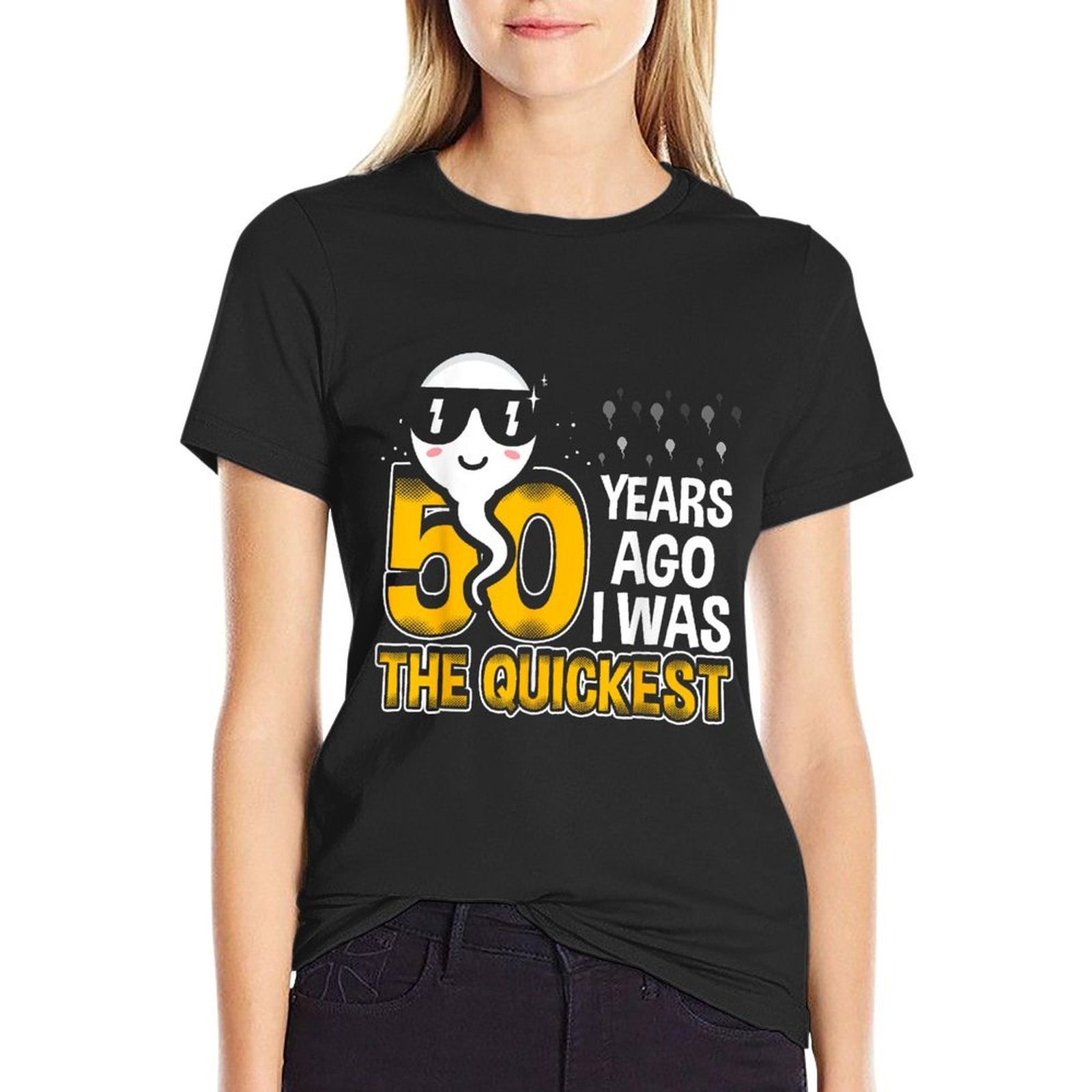 50 Years Ago I Was The Quickest 50th Birthday Funny  Oversized Silhouette T-Shirt