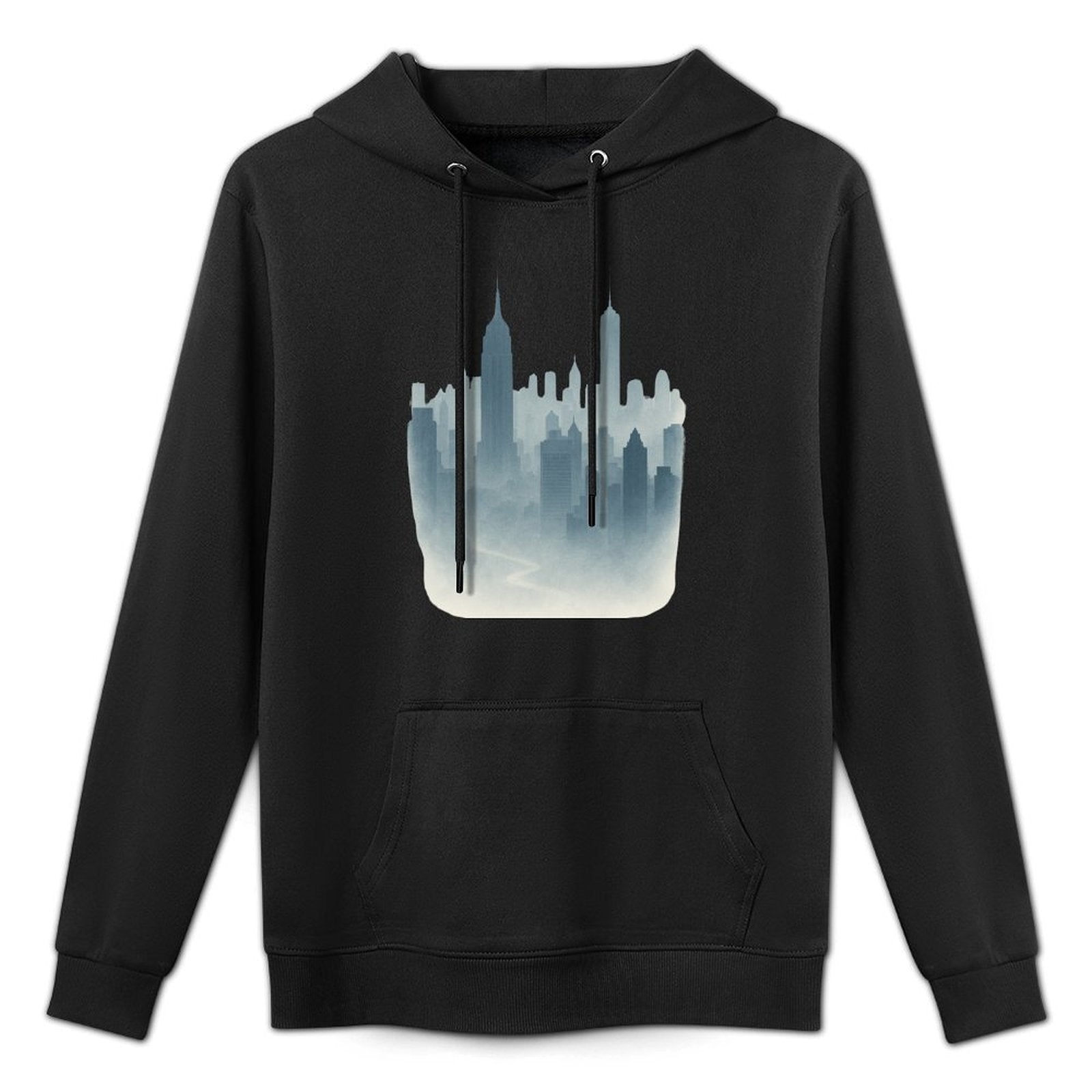 New York Skyline in Fog - Moody Cityscape Adjustable Hood Hoodie