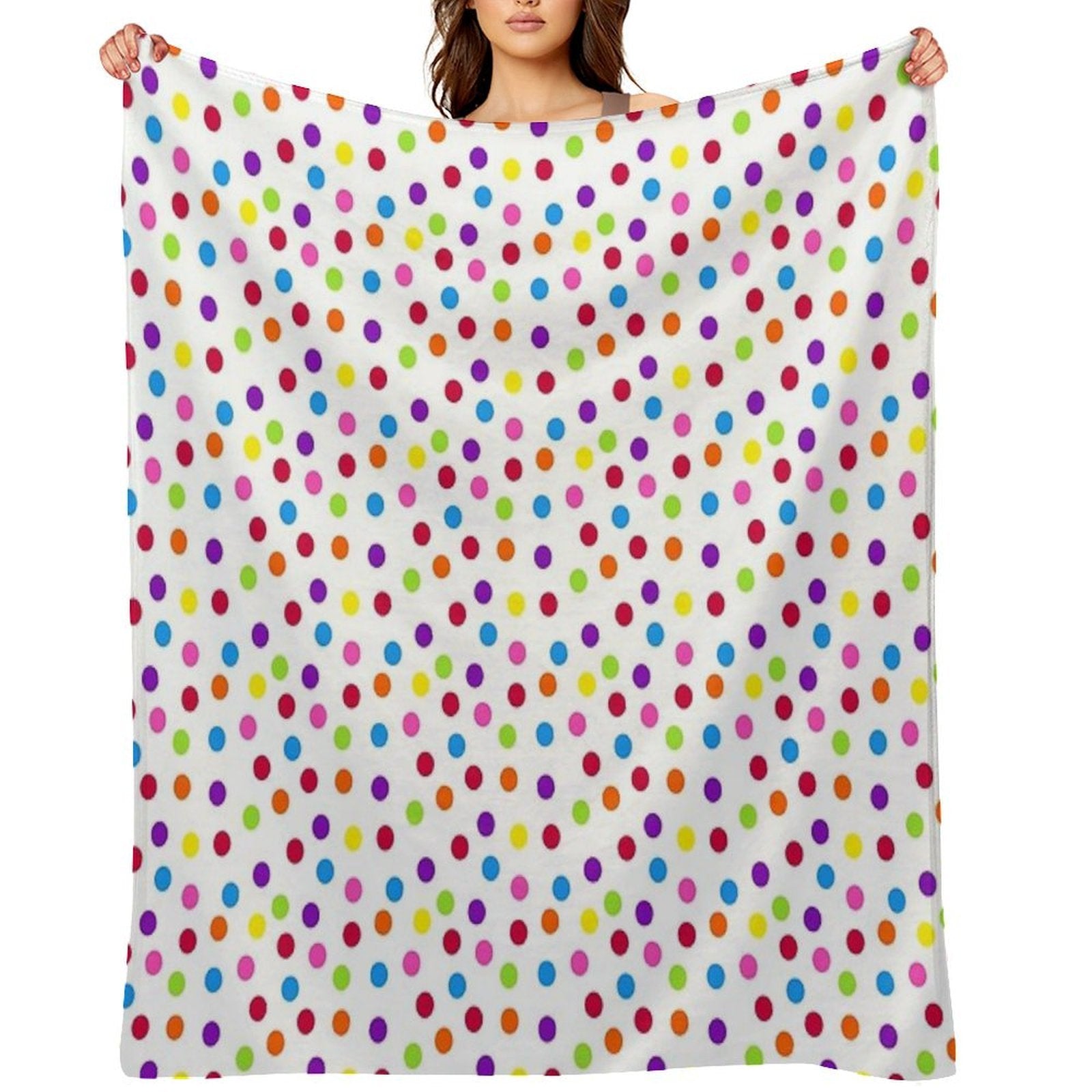 Rainbow Multi-color Confetti Polka Dot All-season Throw Blanket