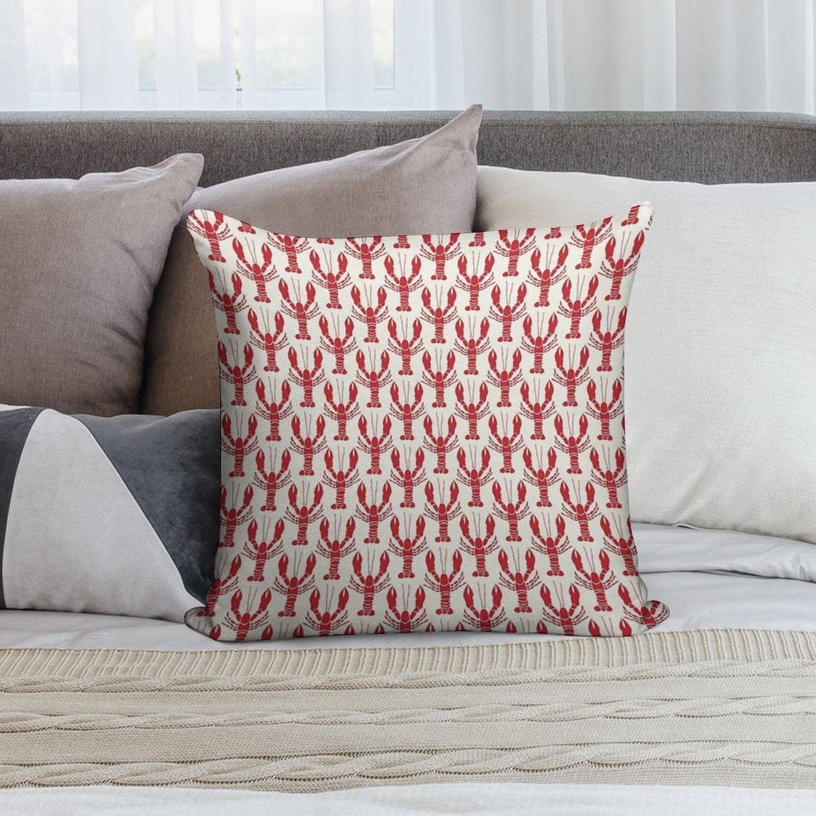Nautical Lobsters Soft Washable Throw Pillow