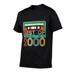 21st Birthday - Vintage 2000 - 21 Years Cassette Tape  Ribbed Collar T-Shirt