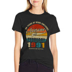 30 Years Of Being Awesome Since February 1991 30th Birthday  Ribbed Collar T-Shirt