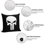 Punisher Skull Inspired Soft Reinforced Edging Throw Pillow