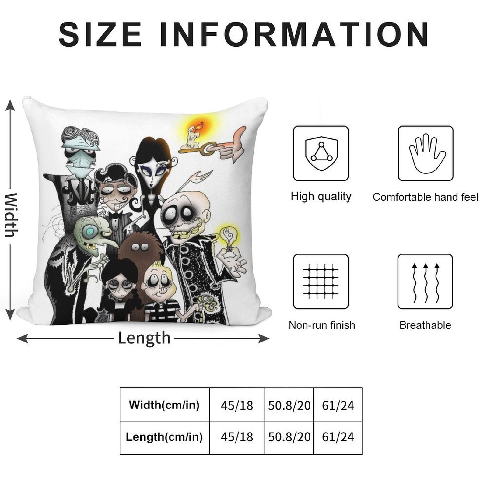 The Addams Family Portrait Soft Gift Ready Throw Pillow