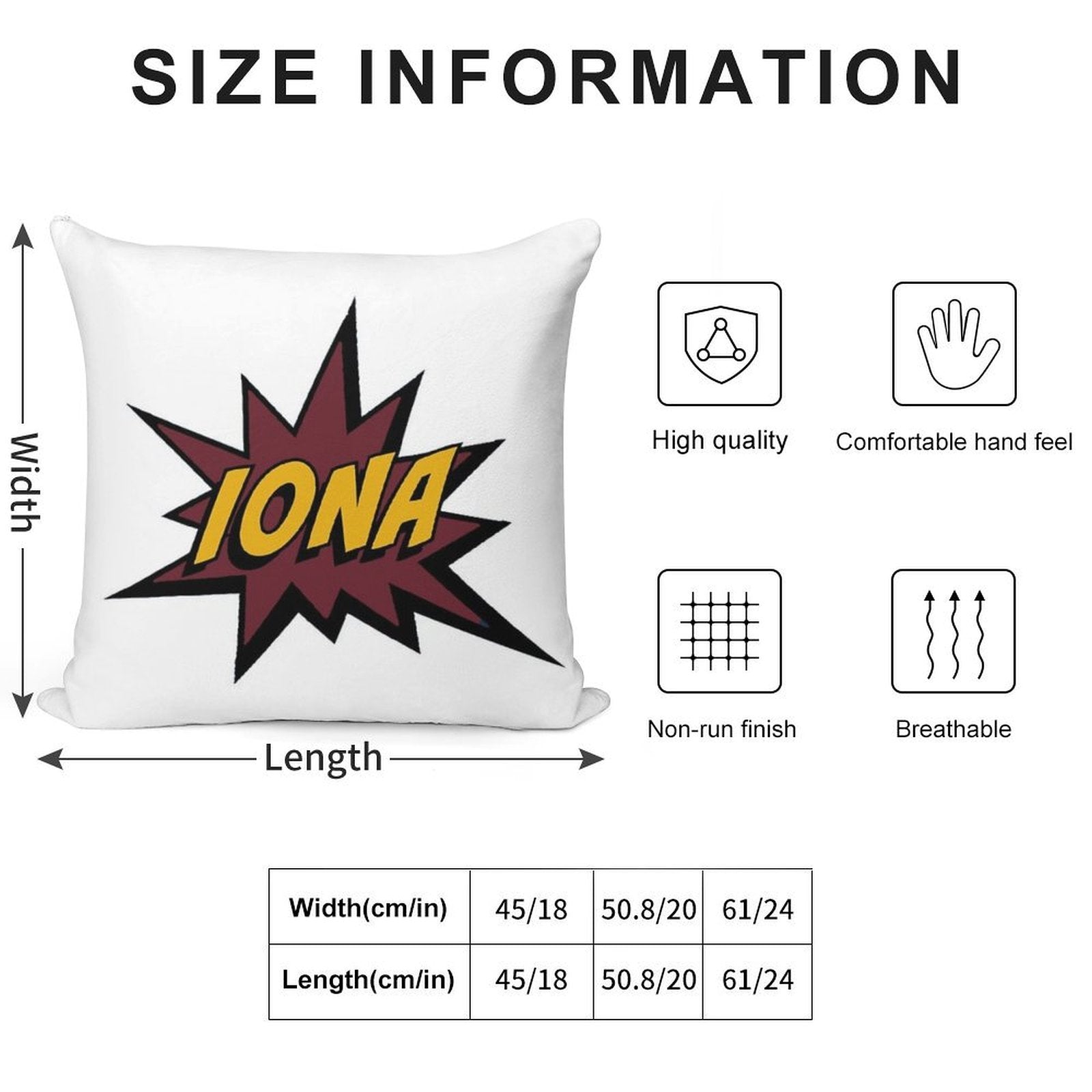 Iona College Soft Short Plush Fabric Throw Pillow