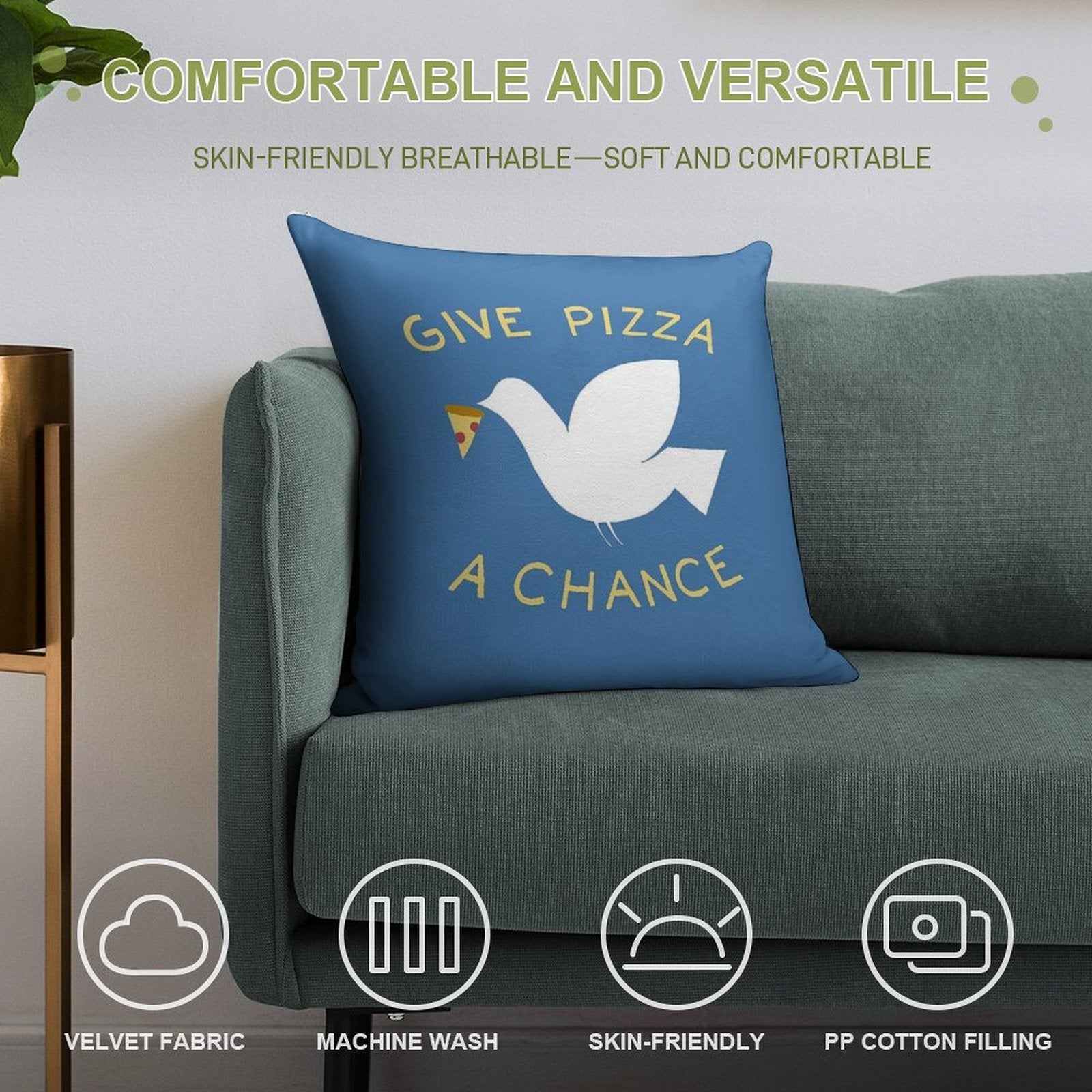 War & Pizza Soft Gift Ready Throw Pillow