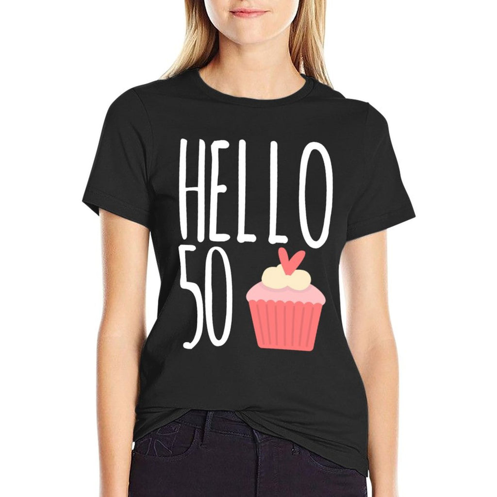 50th Birthday Gift Idea For Her Hello 50 Cupcake  Breathable T-Shirt