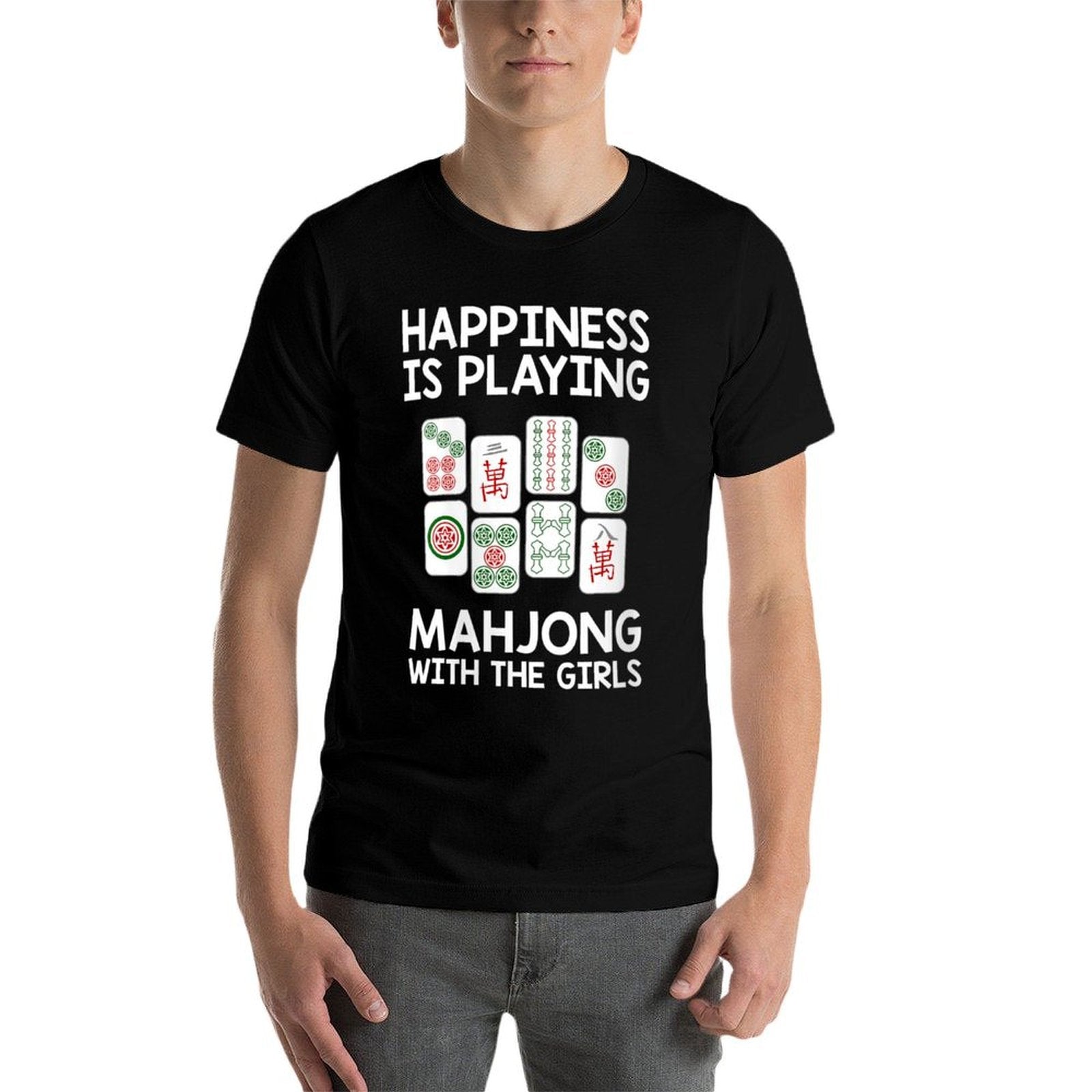 Womens Funny Mahjong Gift Cool Happiness Is Playing Mahjong Girls  Wrinkle-resistant T-Shirt