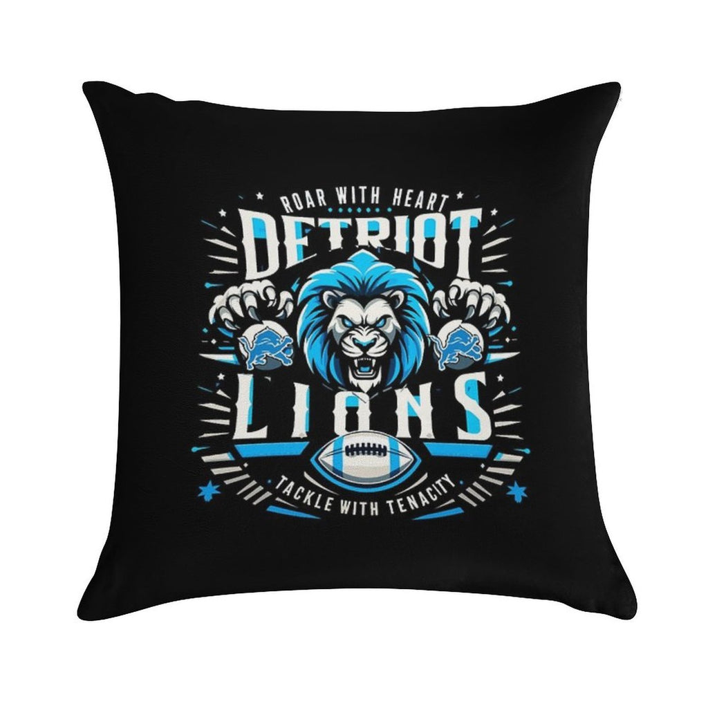 Roar With Heart Detroit Lions Graphic Soft Washable Throw Pillow
