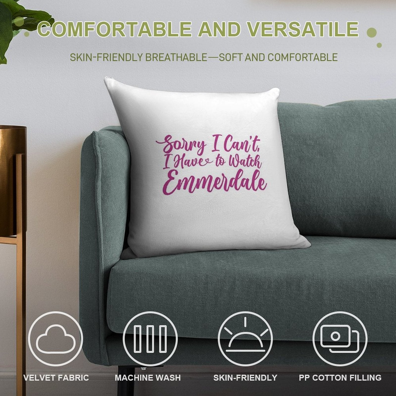 Sorry I Can't I Have to Watch Emmerdale Soft Warmth Comfort Throw Pillow