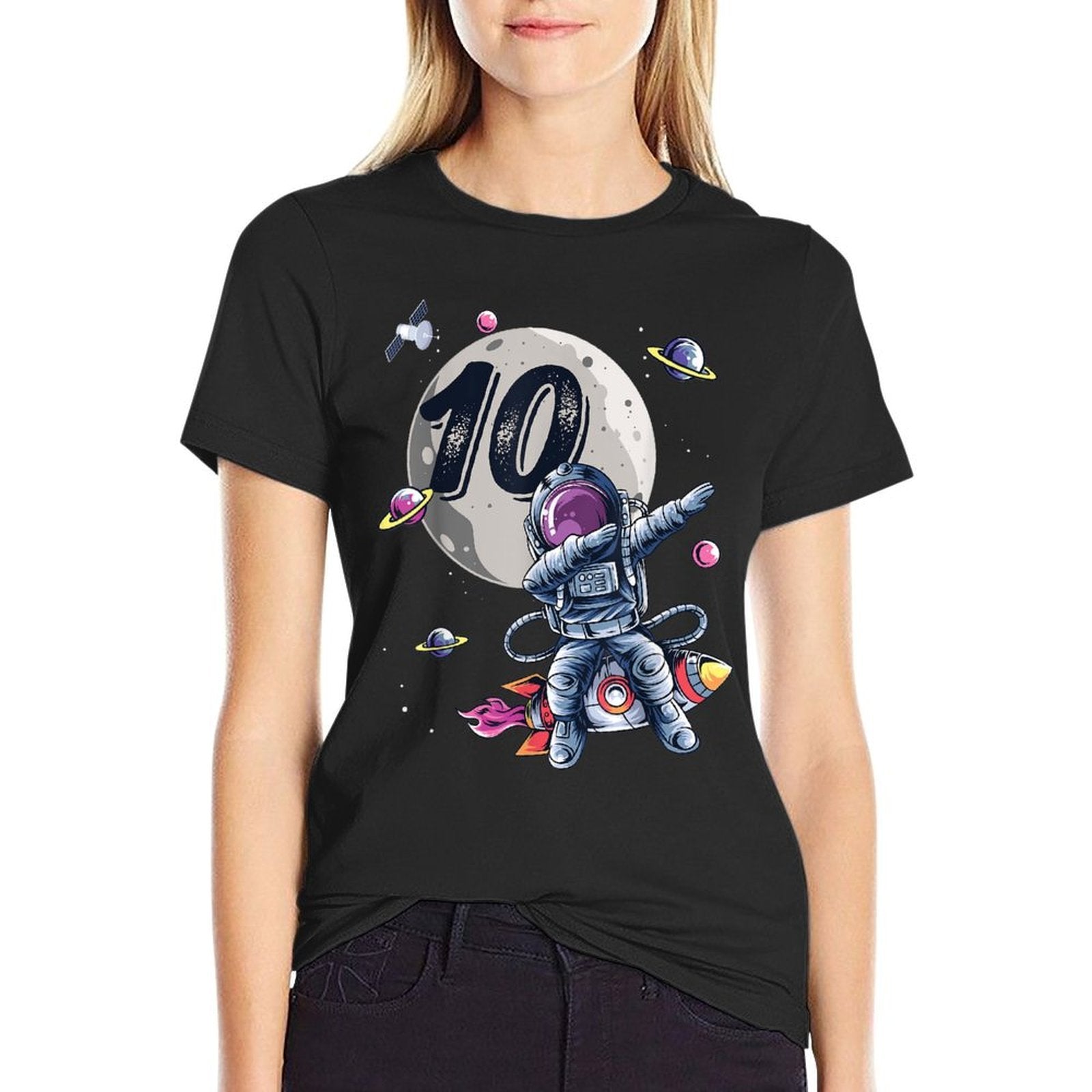 10 Years Old Birthday Boy Astronaut Gifts Space 10th B-Day  Tagless Design T-Shirt
