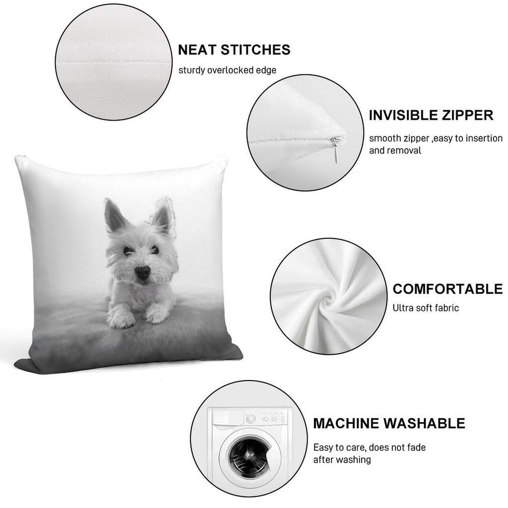 Little Blue The Westie Soft Luxury Feel Throw Pillow
